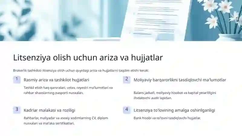 Brokerlik tashkilotlarini litsenziyalashga qo'yilgan talablar 4