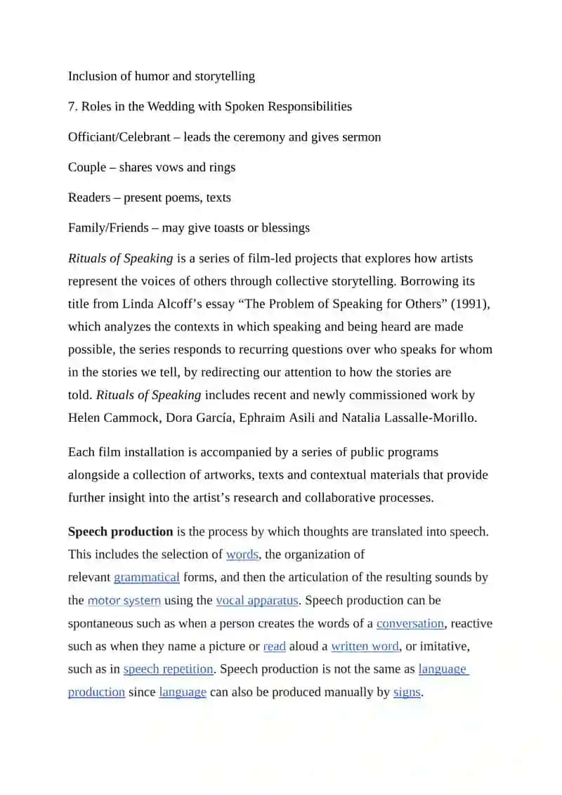 SPOKEN PRODUCTION RITUALS IN WEDDINGS AND SERMONS 4