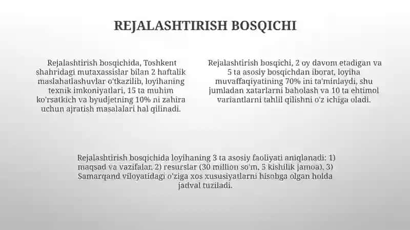 Loyha metodi va ularni ishlab chiqish darajalari 4