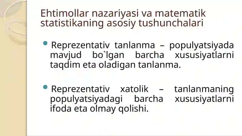 Ehtimollarnazariyasi va matematik statistika 4