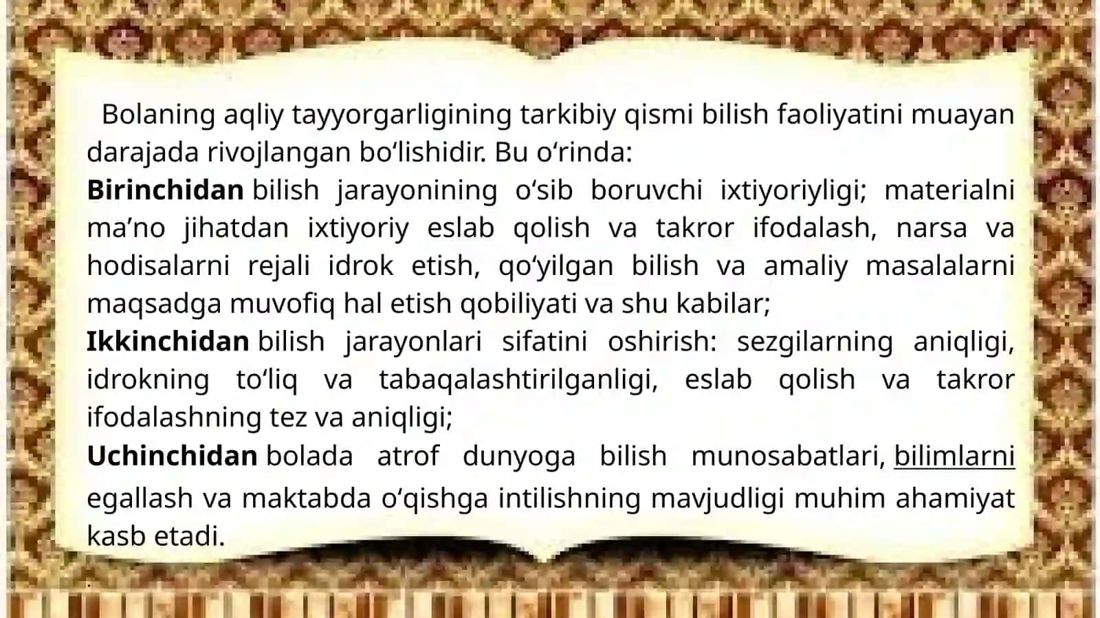Bilish jarayonlarini rivojlantirish 4
