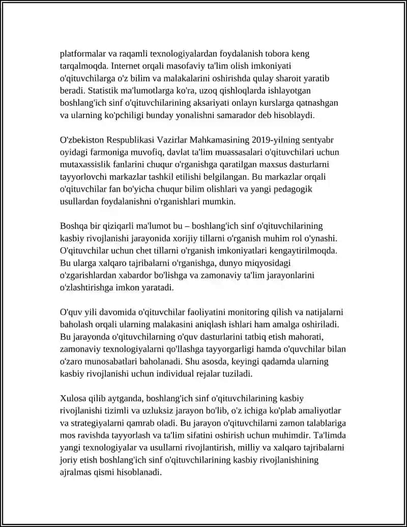 Boshlang'ich Sinf O'qituvchilari Kasbiy Rivojlanishi 4