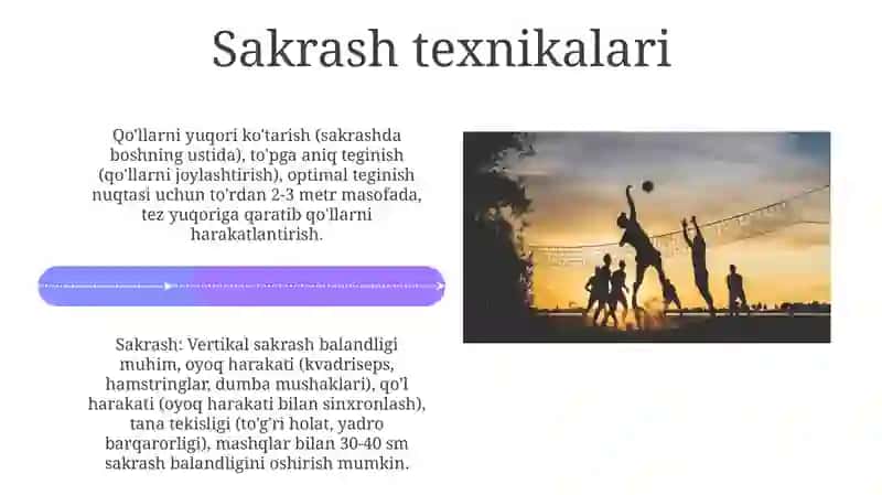 Voleybol oʻyini texnikasi 4