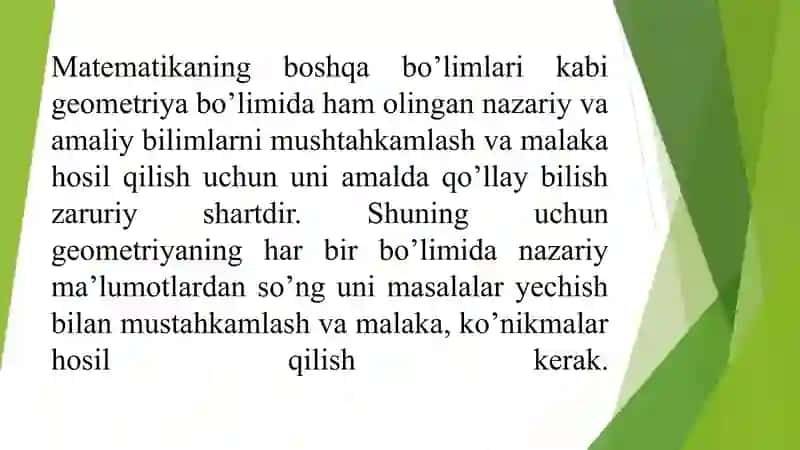 Geometrik masalalar yechish metodlari haqida 4