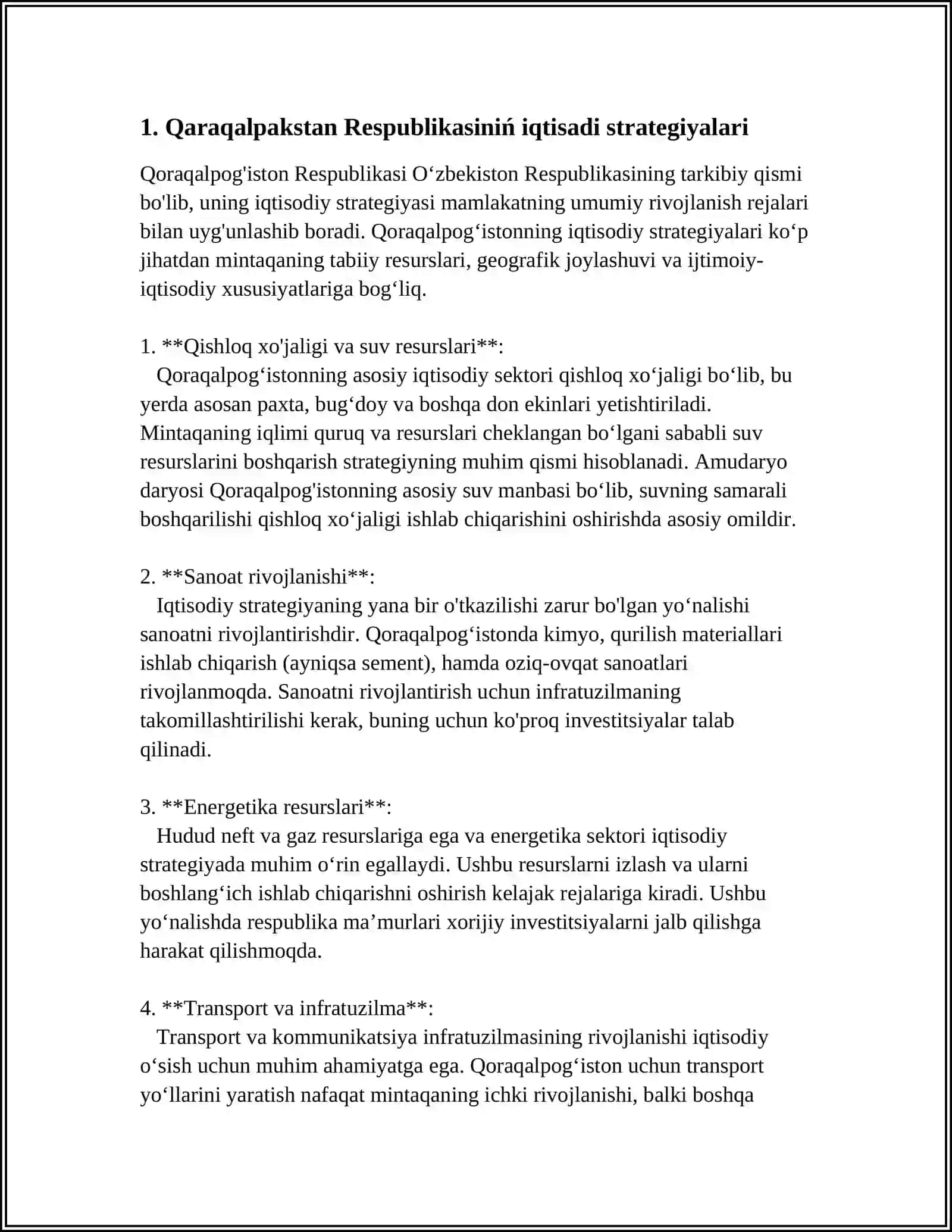 QARAQALPAK MA'MLEKETLIK UNIVERSITETI EKONOMIKA FAKULTETI FINANS KAFEDRASI REFERAT 4