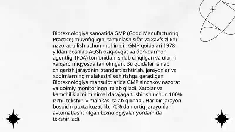 Biotexnologiya sanoatida GMP sistemasi 4