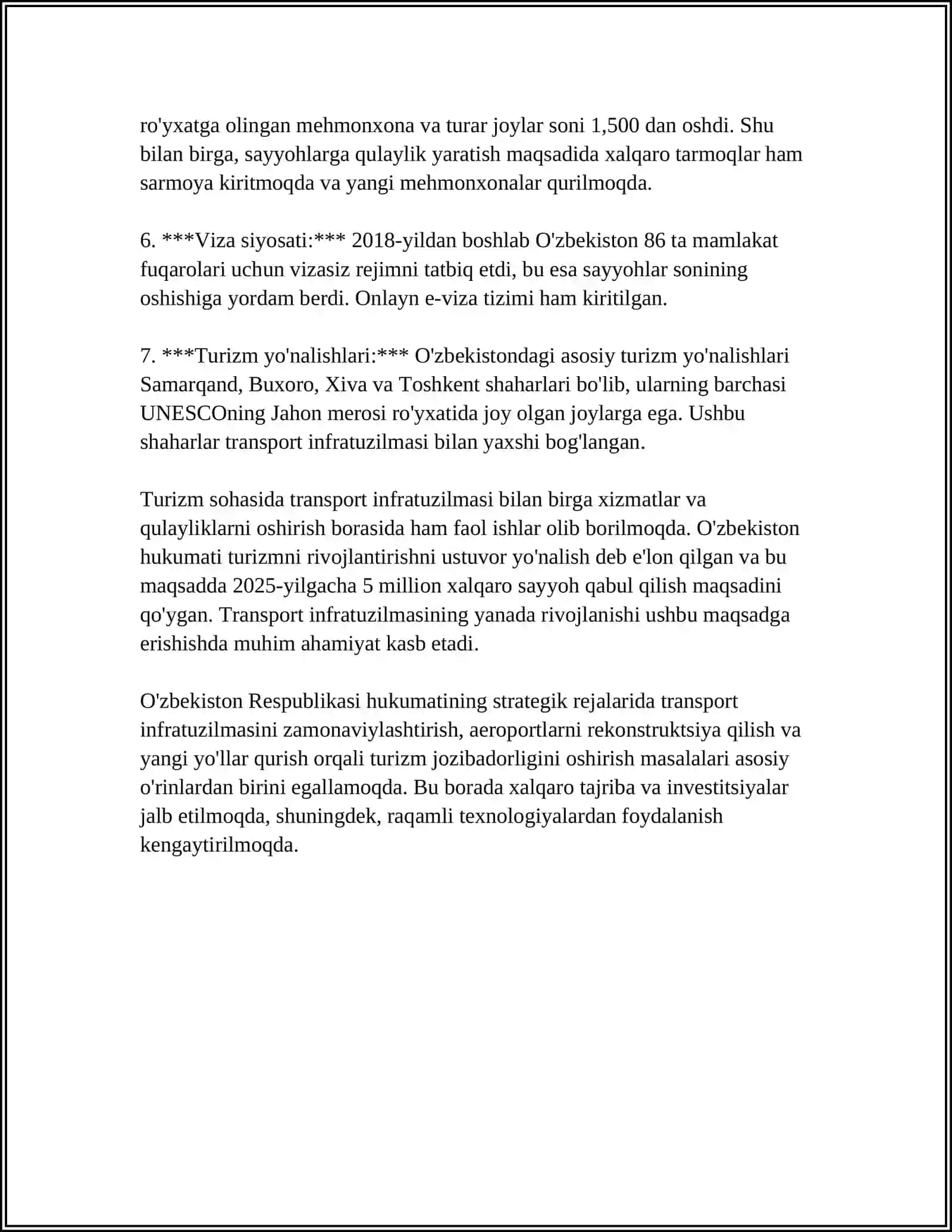 TURIZM SOHASIDA TRANSPORT XIZMATLARI 4