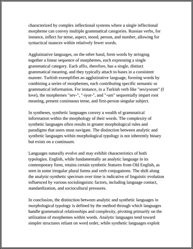 MORPHOLOGICAL TYPOLOGY: ANALYTICAL AND SYNTHATIC LANGUAGE TYPES 4