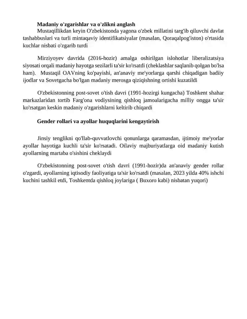 O'zbekistondagi ijtimoiy o'zgarishlar 4