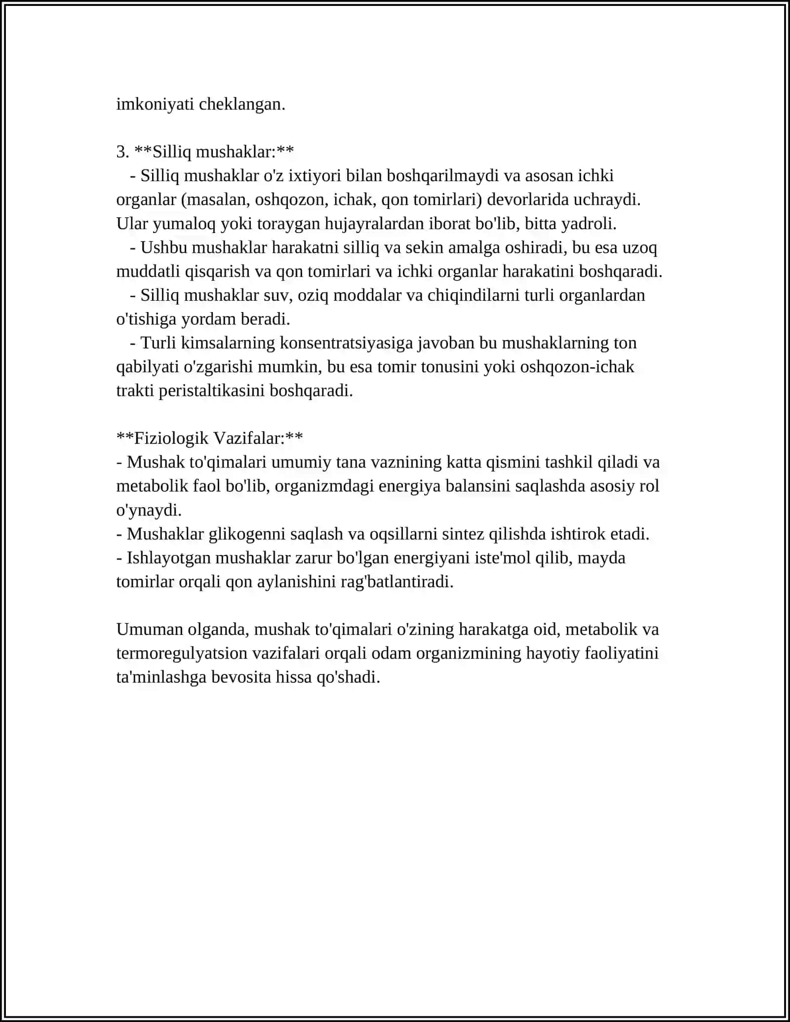 MUSHAKLARNING FUNKTSIONAL VAZIFASINI O'RGANISH 4