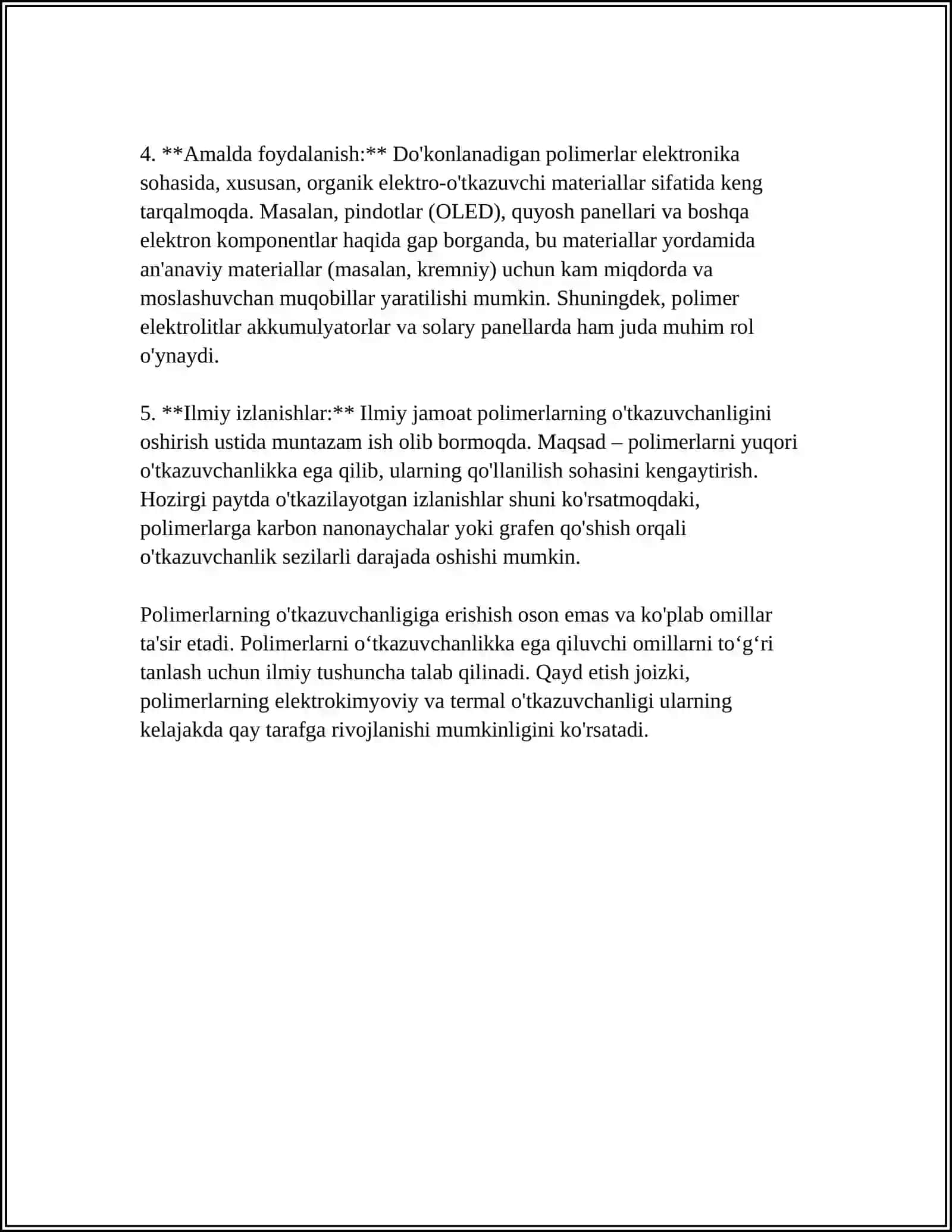 POLIMERLARNING OʻTKAZUVCHANLIGI 4