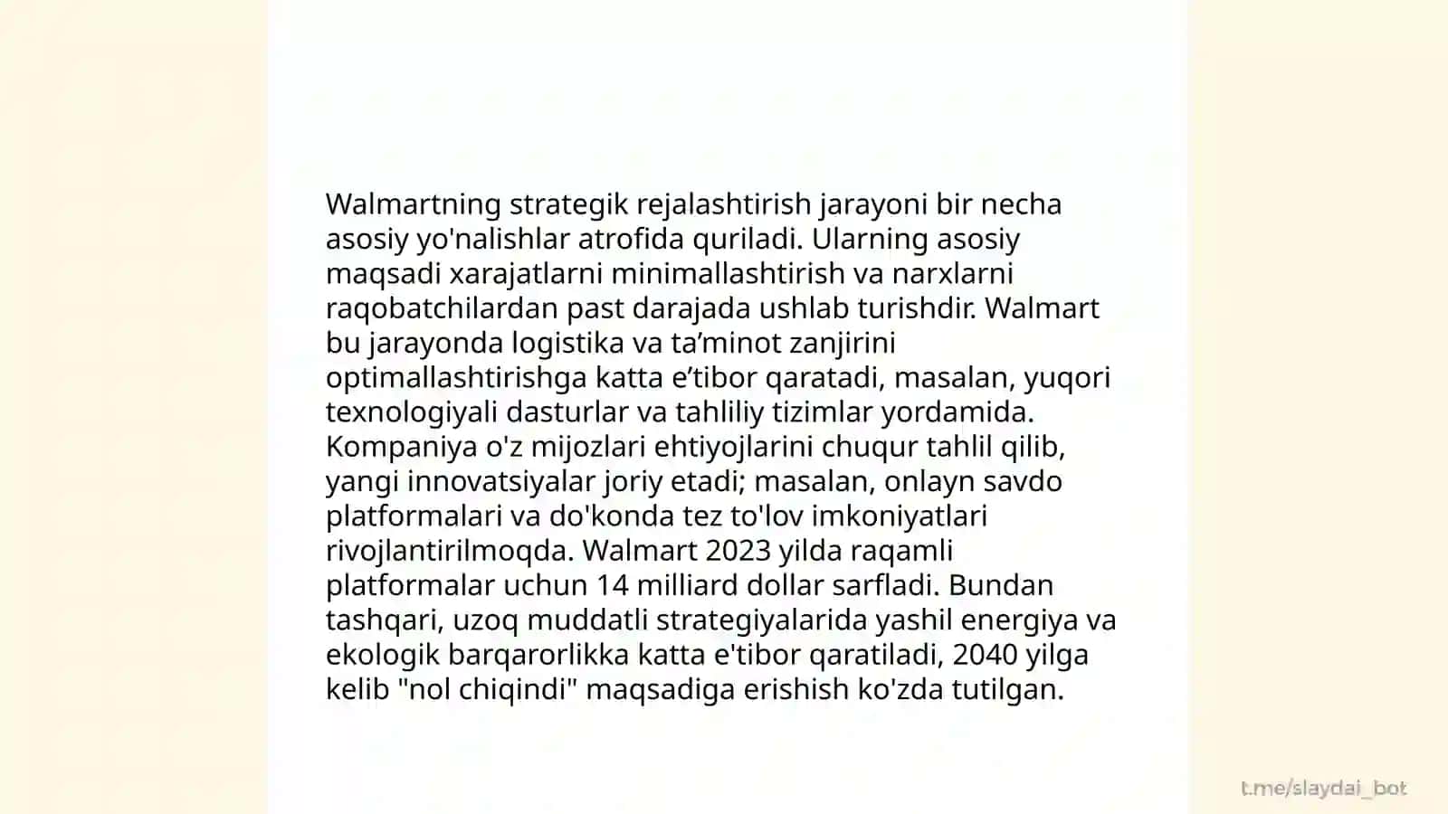 Walmart kompaniyasi boshqaruv tizimlari 4