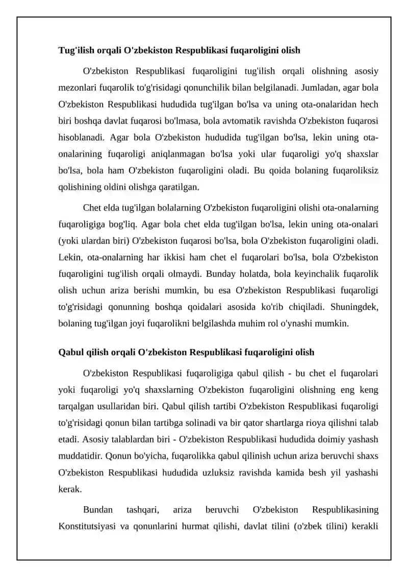 O’zbekiston Respublikasi Fuqoroligini Olish 4