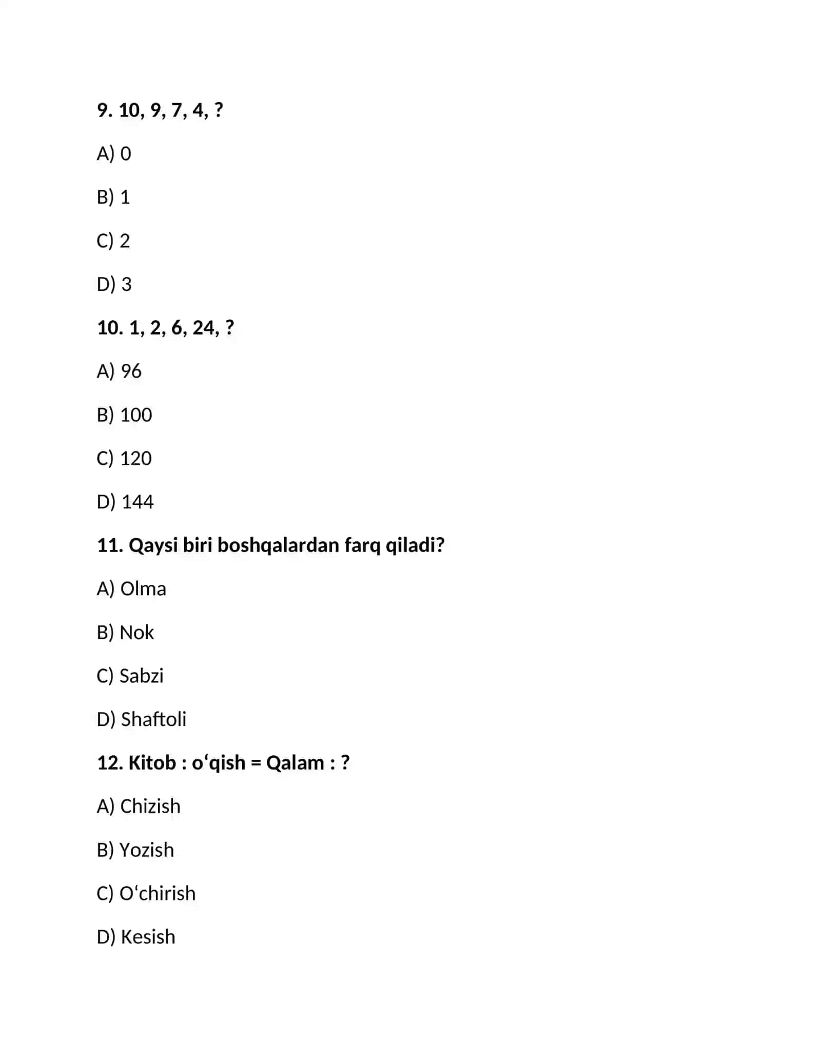 Mantiq va IQ Testlari — 300 ta Test | Ishga Kirish va Imtihonlarga Tayyorlanish 4