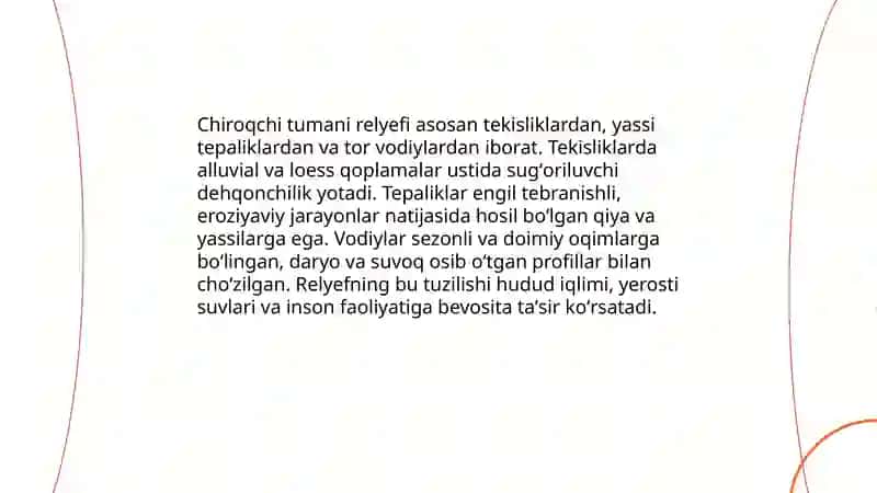 Chiroqchi tumani umumiy tabiiy geografiyasi 4