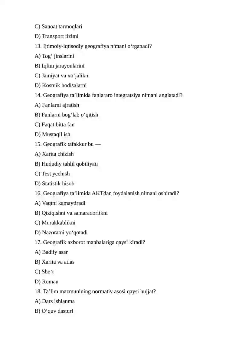 Geografiya ta’limi mazmunining tarkibiy qismlari 4