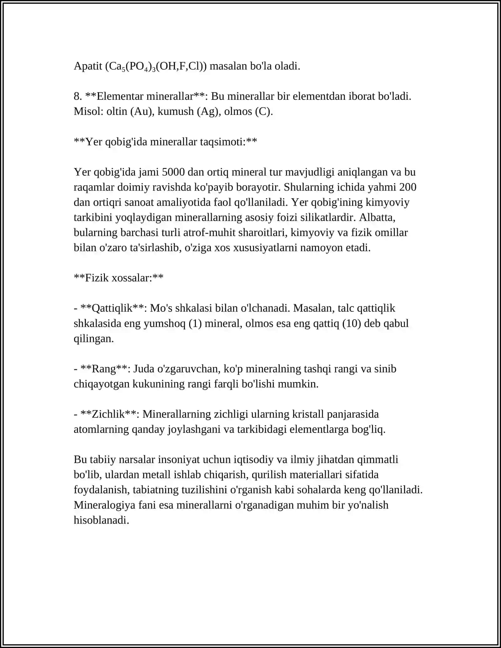 MINERALLAR HAQIDA TUSHUNCHA 4