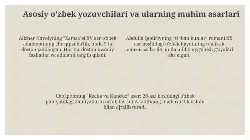 Mashhur o'zbek adiblari ijodi namunalar 4