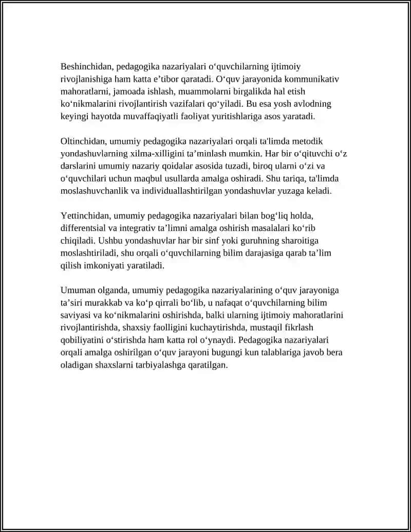 Umumiy Pedagogika Fanidan Mustaqil Ish 4