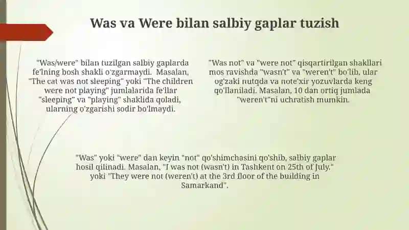 "Was" va "Were" ning asosiy farqlari 4