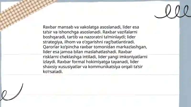 Raxbar va lider tushunchasi 4