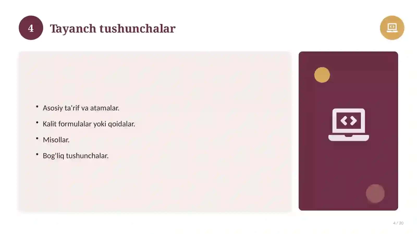 Informatika fanidan 7-sinf: 6-mavzu uchun batafsil dars ishlanmasi 4