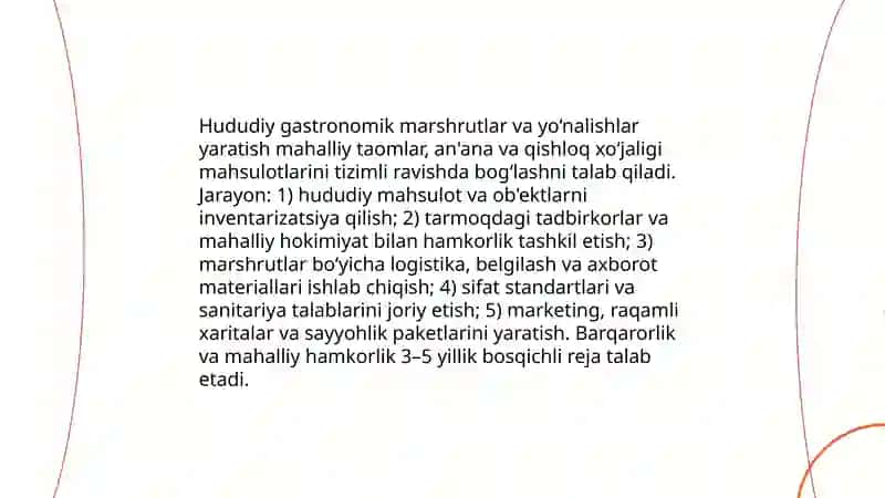 Mamlakatimizda gastronomik turni loyihalash 4