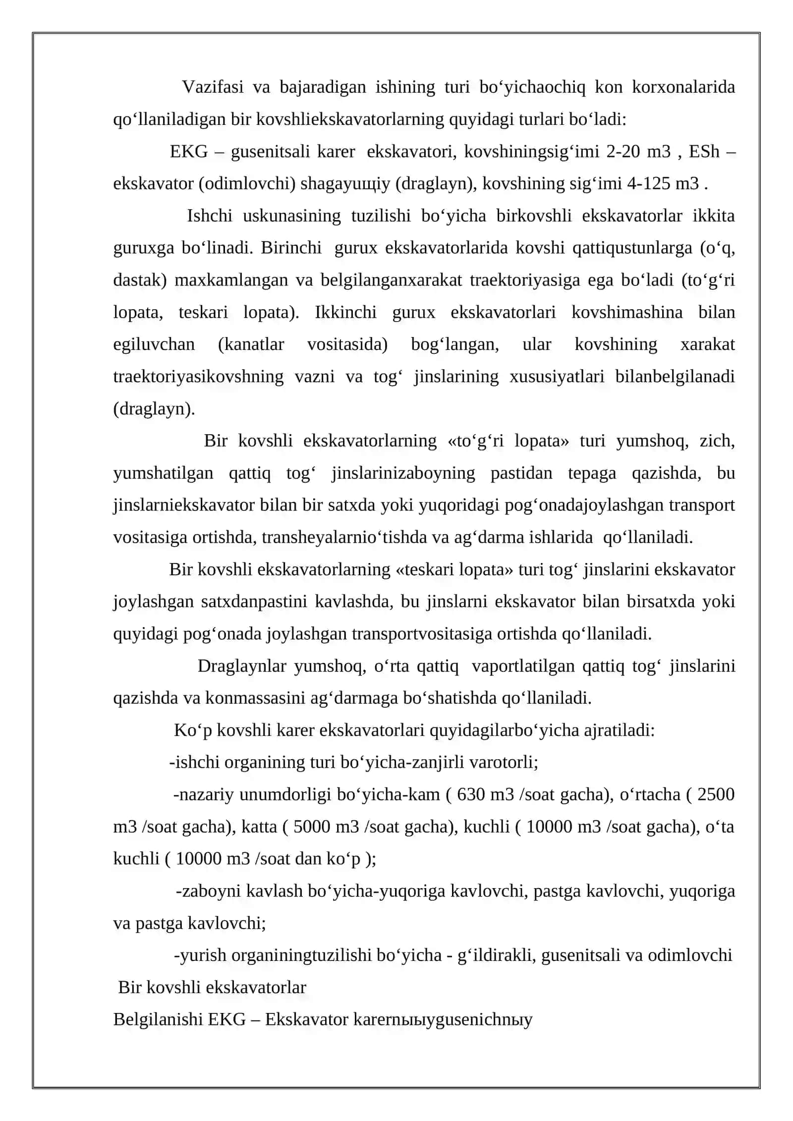 Zanjirli ekskvatorlarning ish unumdorligi 4