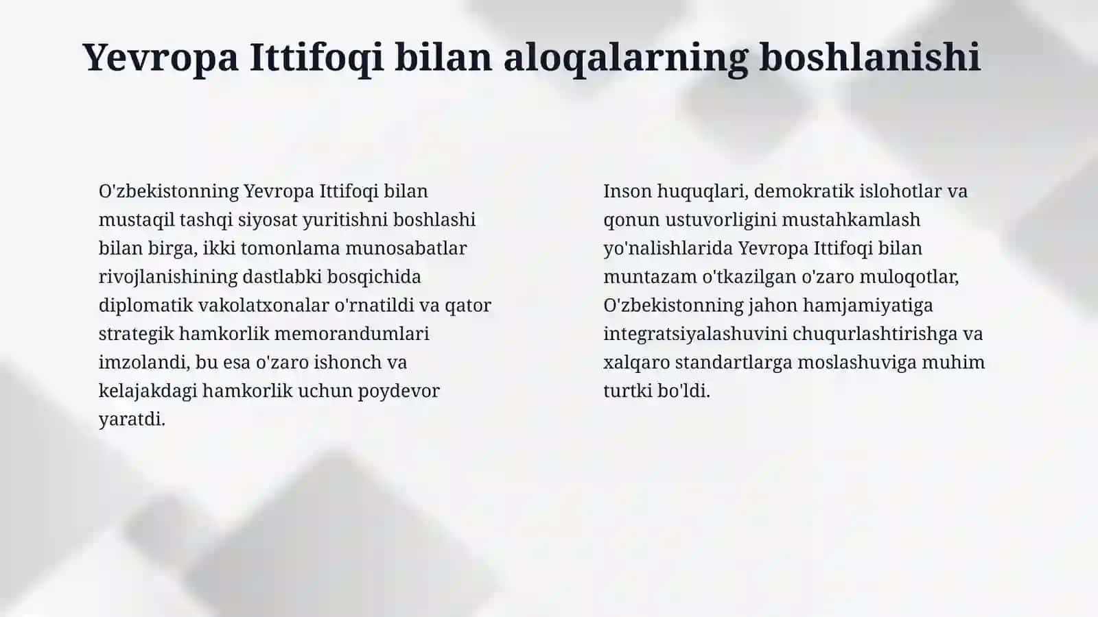 Yevropa va Osiyo mamlakatlarining O'zbekiston bilan hamkorligining boshlanishi 4
