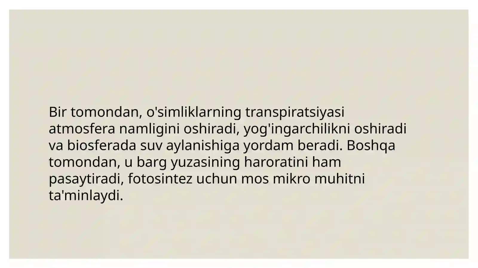Transpiratsiya va o'sishning mexanizmi 4