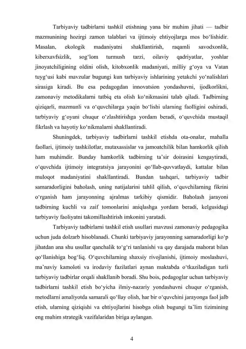TARBIYAVIY TADBIRLARNI TASHKIL ETISH USULLARI 4
