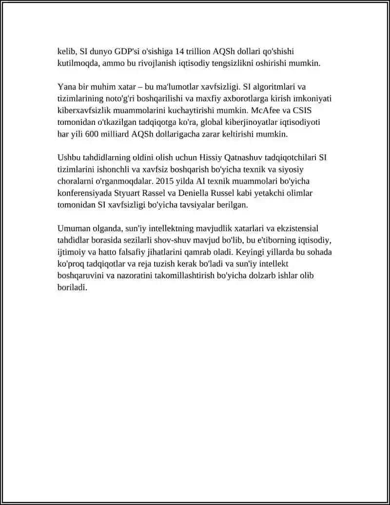 SUNIY ENTELEKTNING INSONIYATGA XAVFI 4