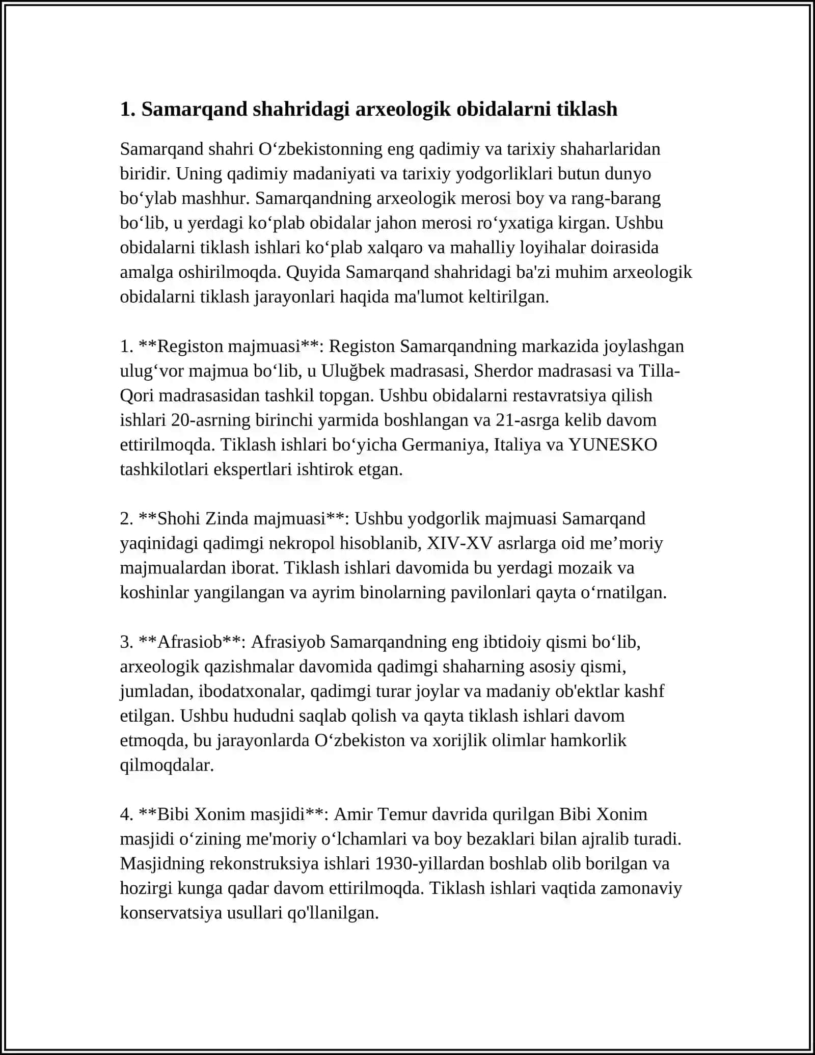 MUSTAQILLIK DAVRIDA SAMARQANDDAGI BUNYODKORLIK ISHLARI 4