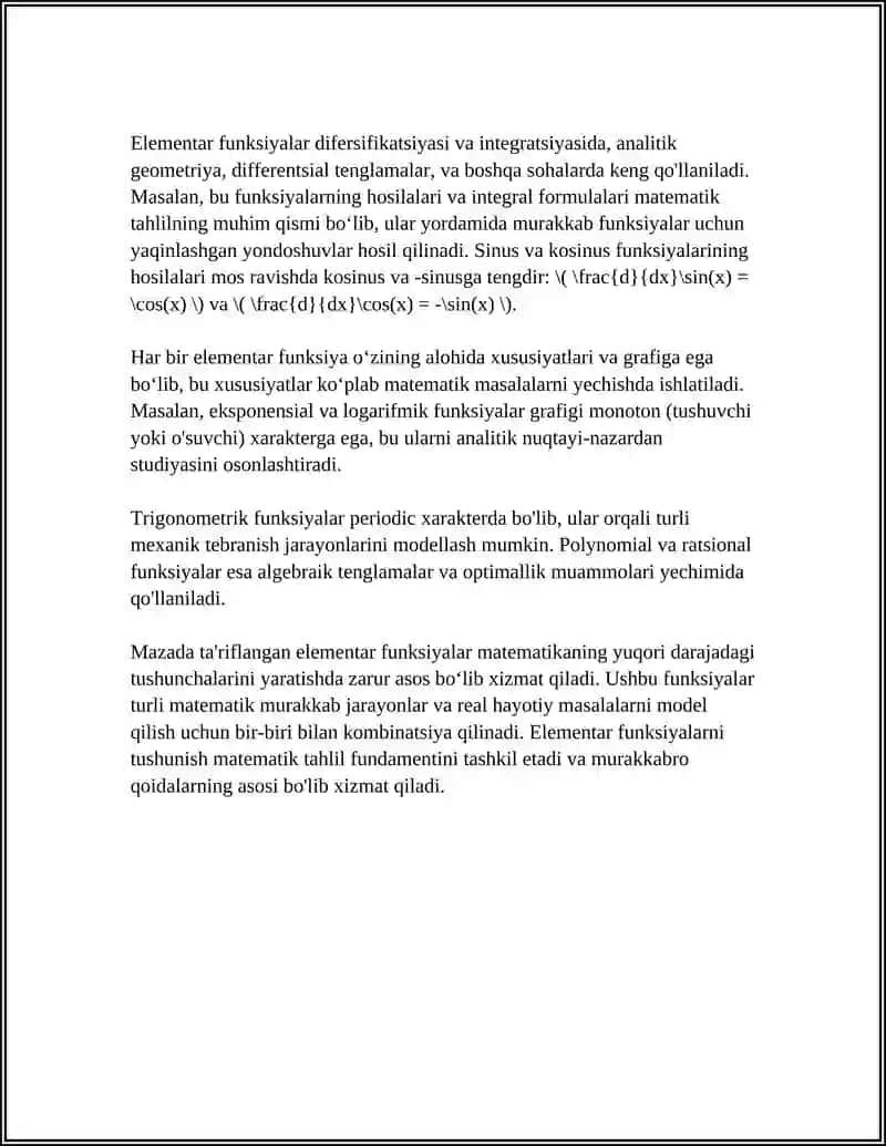 ELEMENTAR FUNKSIYALAR HARAKTERISKASI 4