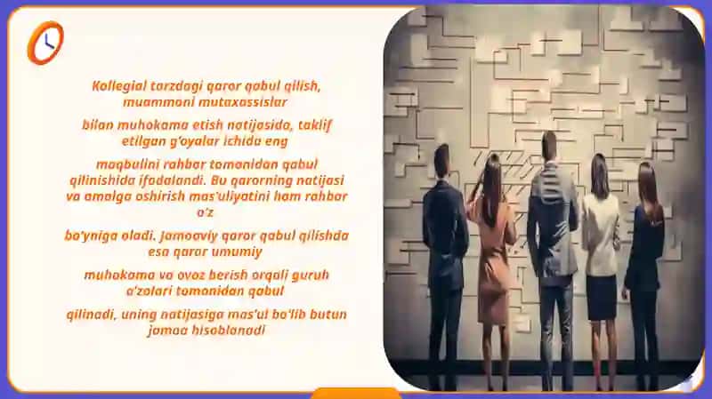 Biznesda qaror qabul qilishning oʻziga xos xususiyatlari 4