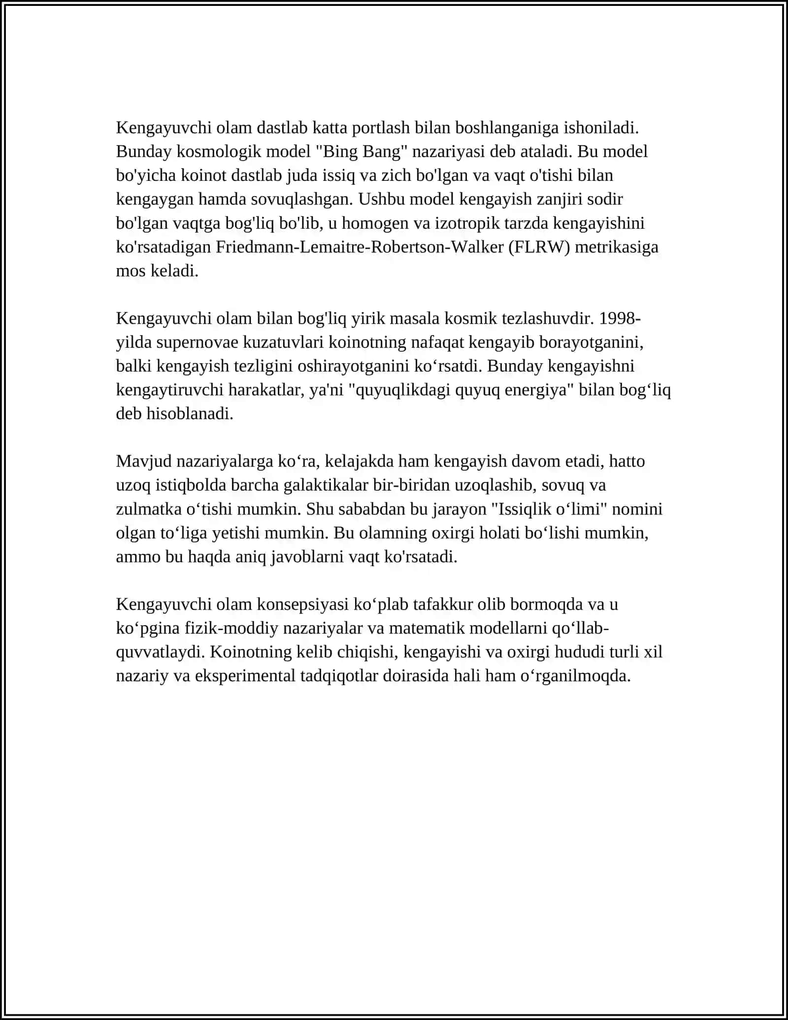 OLAMNING HOZIRGI ZAMON FIZIK TASAVVURI 4