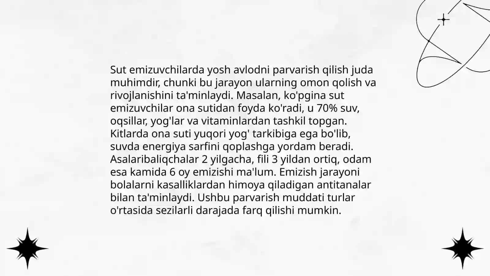 Sut emizuvchilarning individual rivojlanishi 4