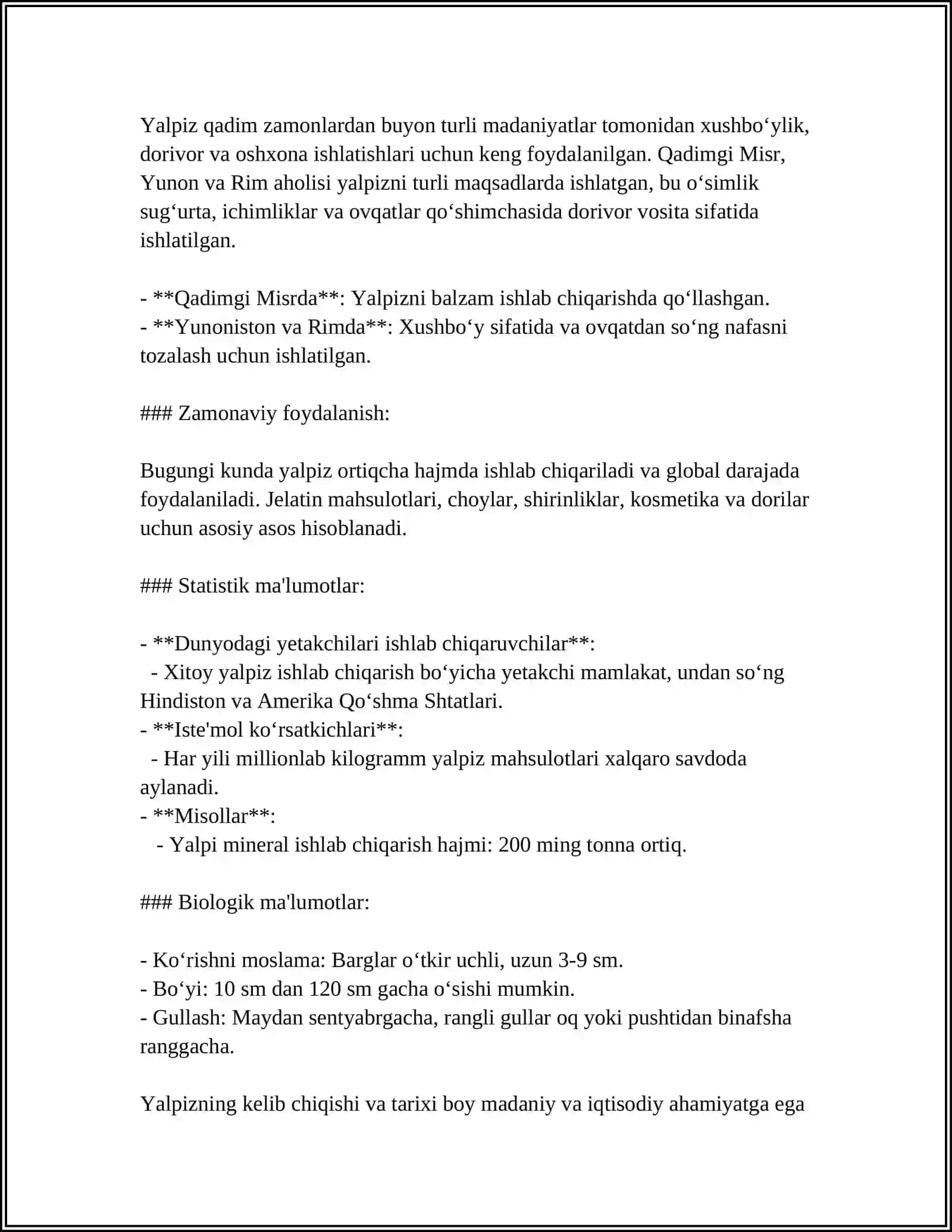 Yalpiz O‘simligi Haqida 4
