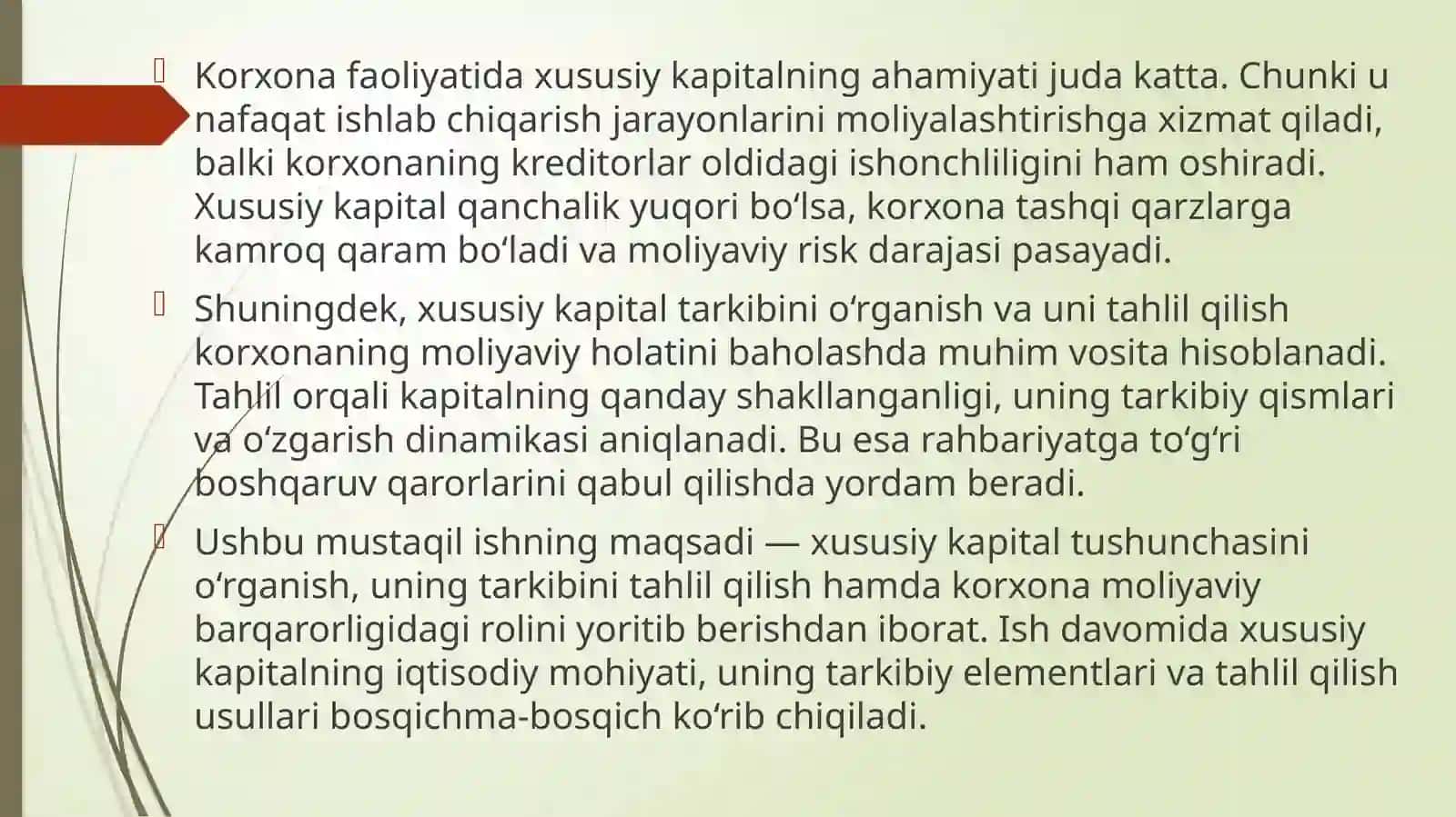 Xususiy kapital tarkibi va uning tahlili 4