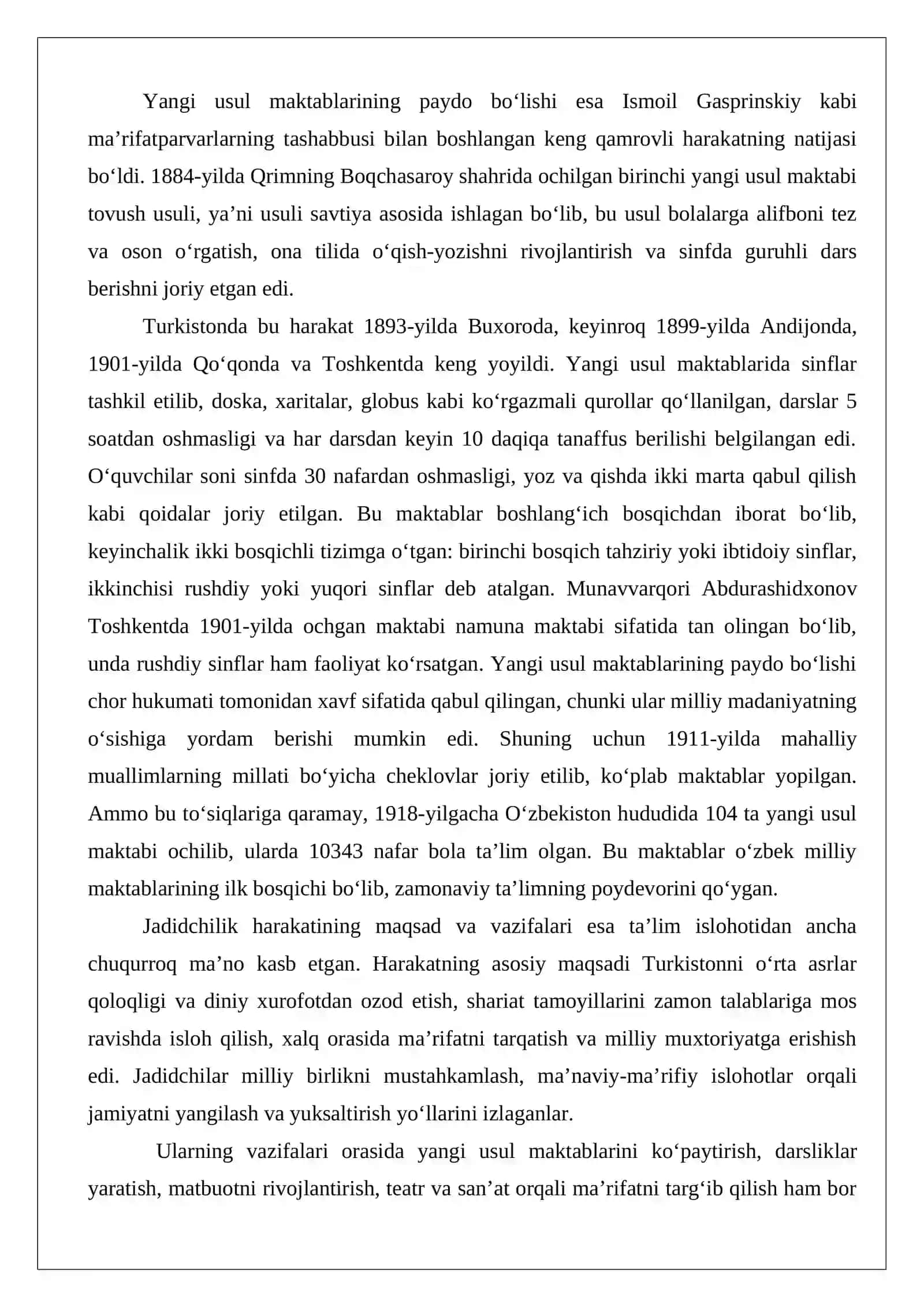 Jadid maktablari ochilishida Munavvarqori Abdurashidxonovning o‘rni va roli. 4