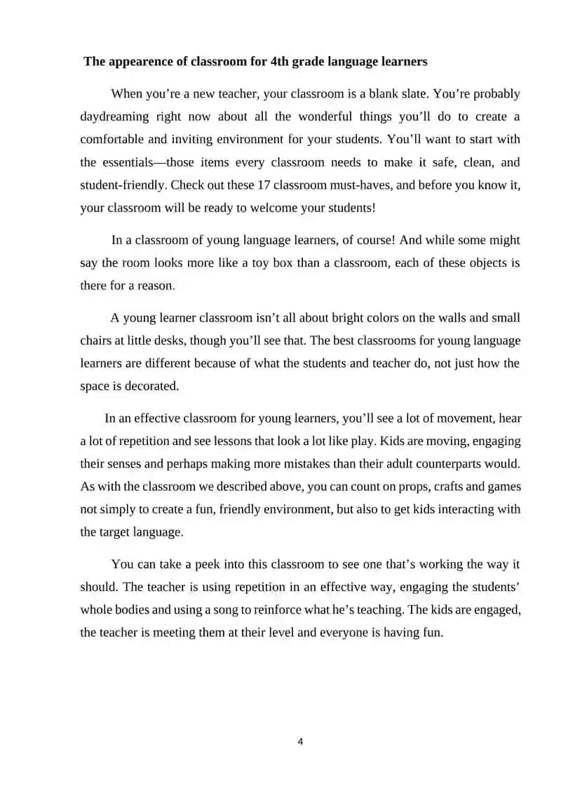 Peculiarities of Foreign Language Teaching for 4th Grade 4