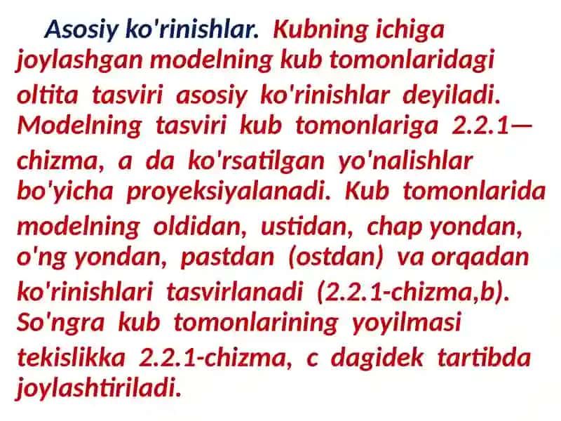 Ko’rinishlar.  Asosiy  va qo’shimcha  ko’rinishlar 4