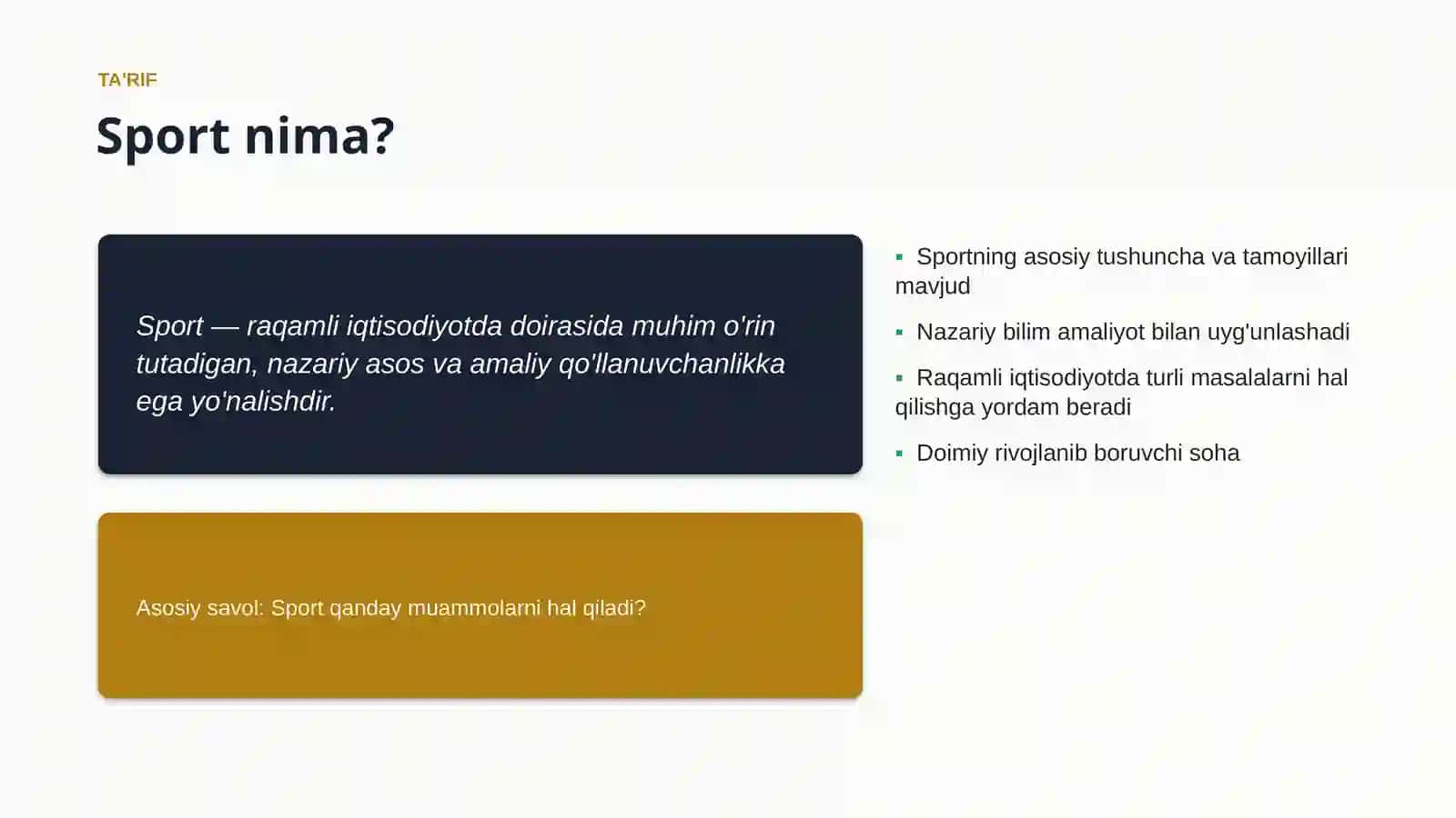 Sport Muammolari va yechimlari 4
