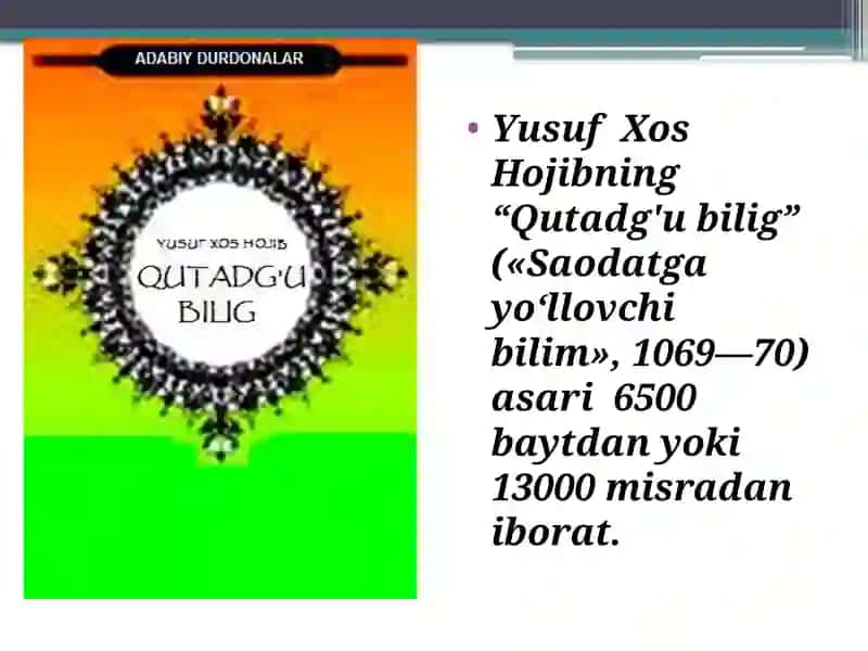 Yusuf Xos Xojib asarlarining tarbiyaviy axamiyati. 4