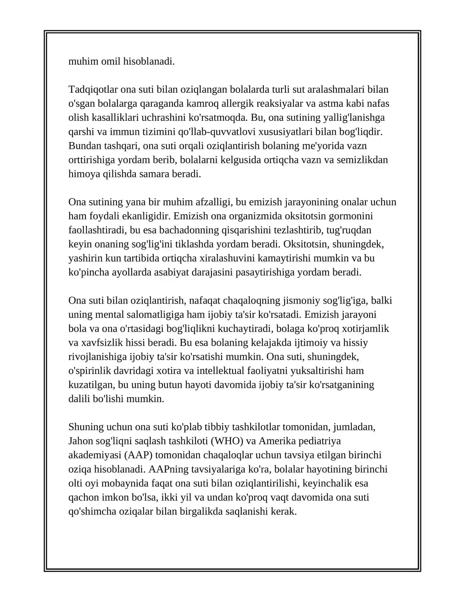 BOLALARNI SOG‘LOM OZIQLANTIRISH: ONA SUTI AFZALLIKLARI, EMIZISH TEXNIKASI VA QO‘SHIMCHA OVQAT KIRITISH TARTIBI 4