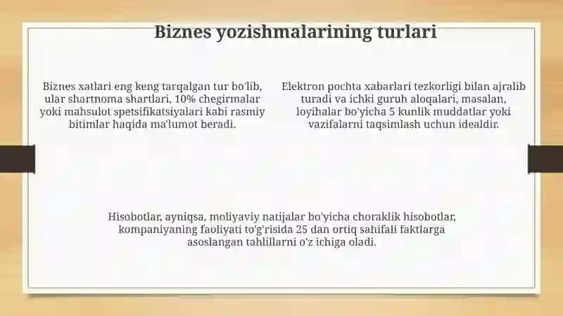 Biznes va xizmat yozishmalari 4