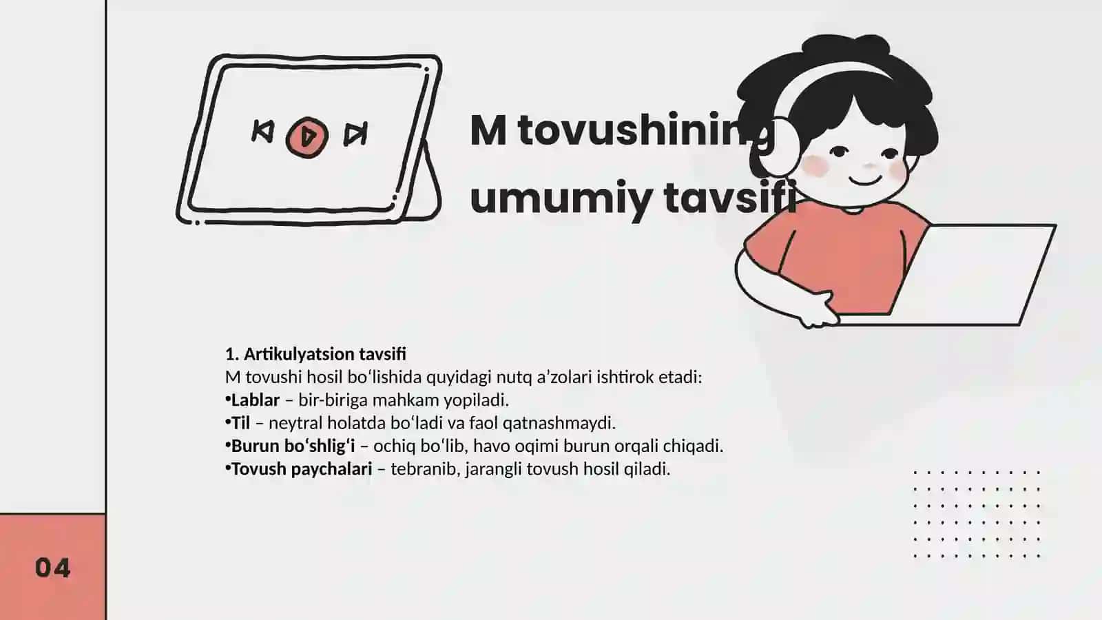 Mavzu: "M" tovushini artikulyatsiyasi 4