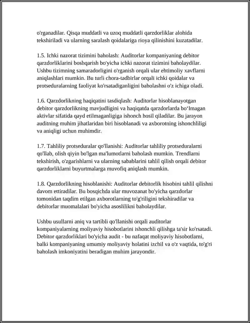 DEBITORLAR, KREDITORLAR VA QIMMATLI QOG’OZLAR AUDITI 4