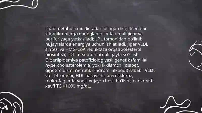 Giperlipidemiya, Ketonemiya va ketonuriya kasalliklari 4