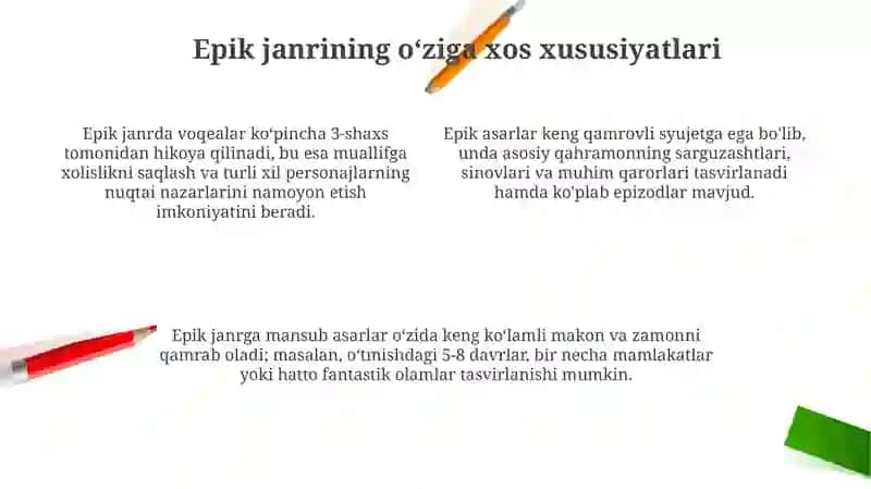 Epik tur va uning janr xususiyatlari 4